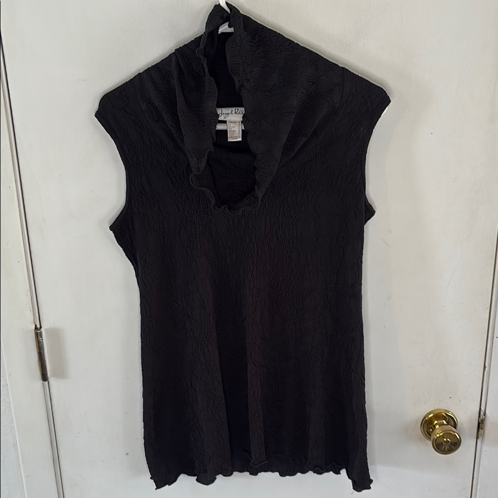 Joseph Ribkoff black stretch sleeveless knit top with cowl neck Size 10